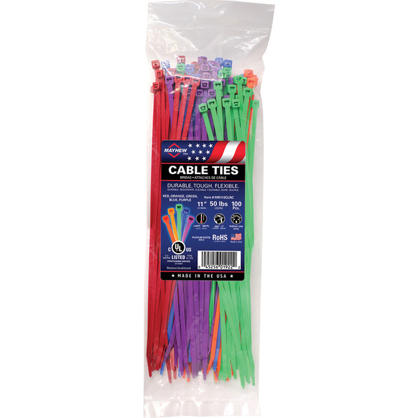 Mayhew Tools 11" 50LB Color Assortment Cable Tie MB11SCLRC