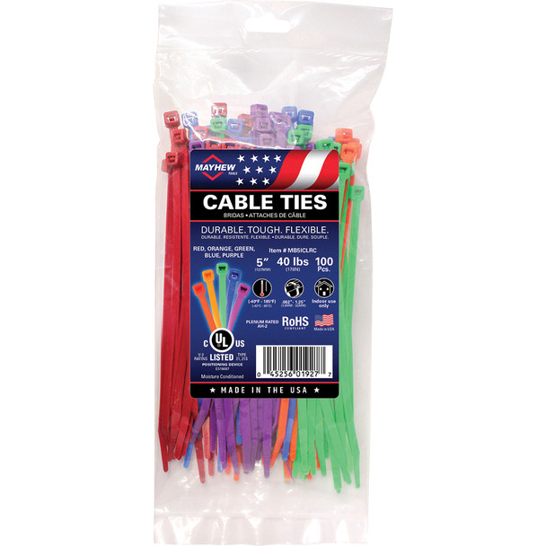 Mayhew Tools 5" 40LB Color Assortment Cable Tie MB5ICLRC