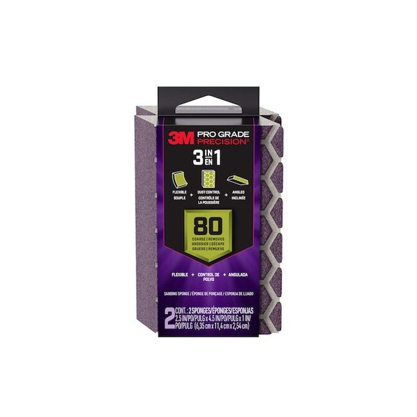 3m Sanding Sponge,Ceramic,Coarse,PK2 DCDA80-PGP-2T