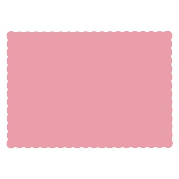 Hoffmaster 10" x 14" Scalloped Dusty Rose Pink Paper Placemats,PK1000 310525