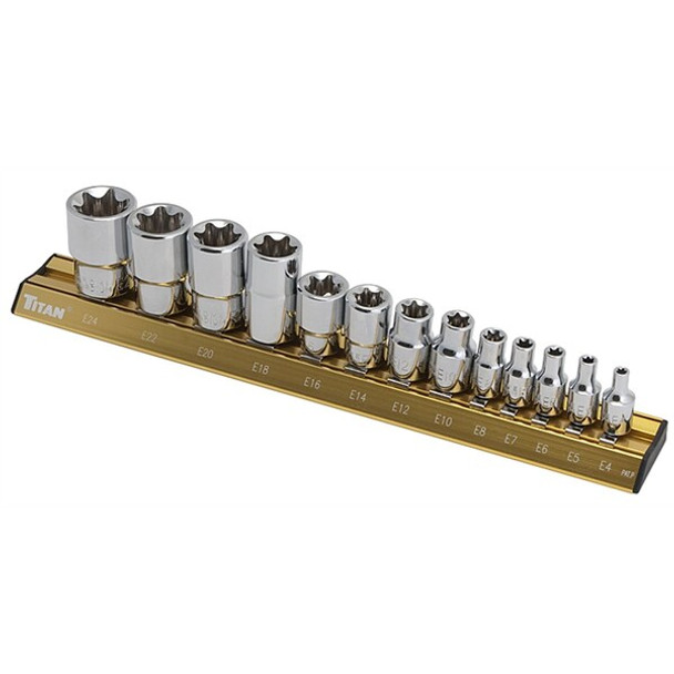 Titan E-Star Socket Set,1/2"Dr,12 pt.,13 pcs. 17403