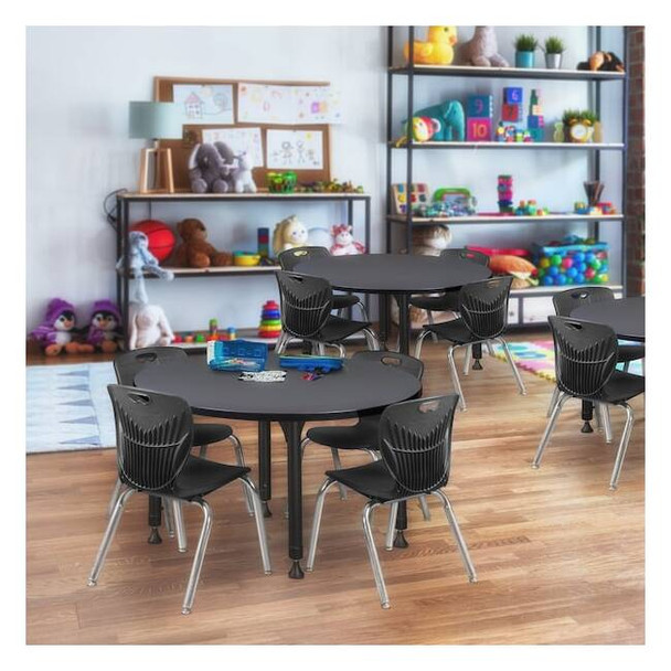 Tables > Height Adjustable > Round Table & Chair Sets, 42 W, 42 L, 23-34 H, Grey