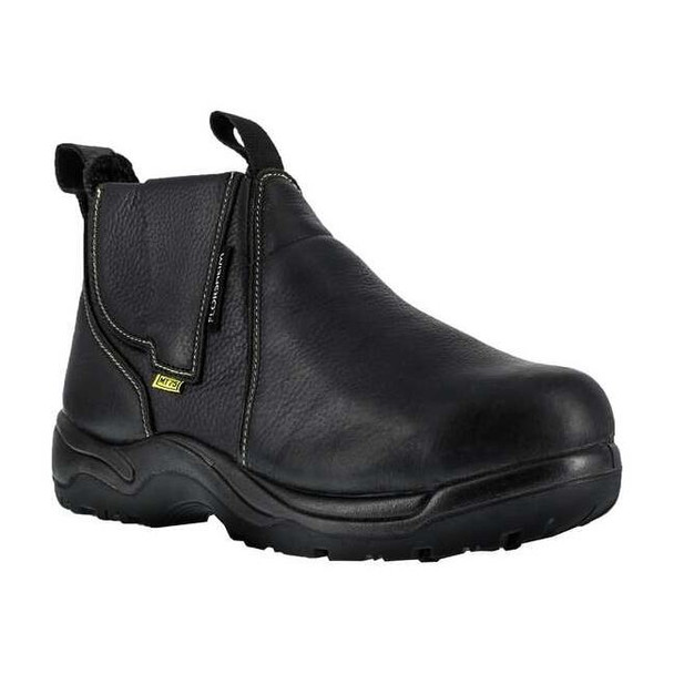 Florsheim Men's Chelsea Boot, 10 1/2 W, Steel Toe, 6 in H, Black, FE690 FE690