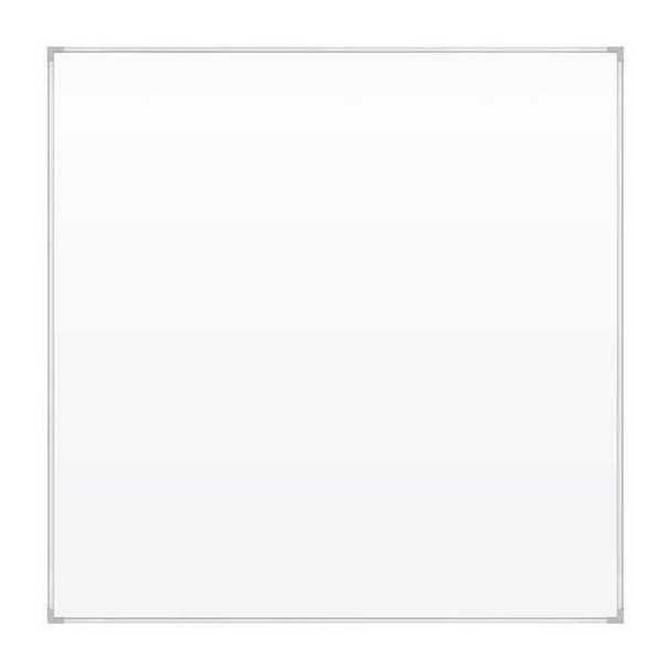Dry Erase Board, Porcelain, 48 in, 48 in, Aluminum Frame, White, Gloss