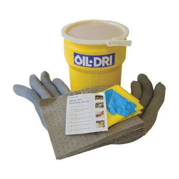 Spill Kit, 12 gal Volume Absorbed per Kit, 10 gal Capacity, Lab Pack, Gray