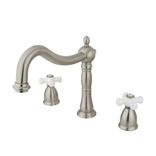 Kingston Brass KS1348PX Roman Tub Filler with Porcelain Cross Handle KS1348PX