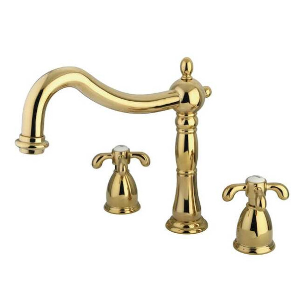 Kingston Brass Roman Tub Faucet, Polished Brass, Deck Mount KS1342TX