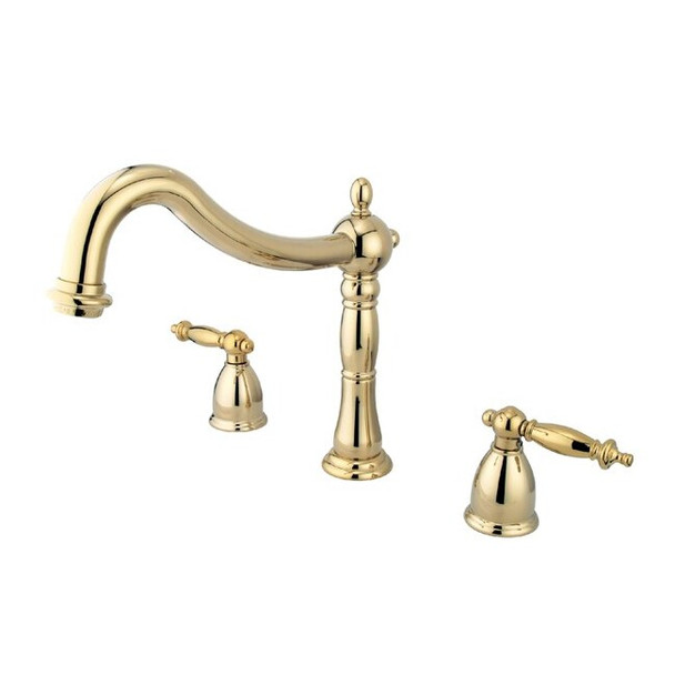 Kingston Brass Roman Tub Faucet, Polished Brass, Deck Mount KS1342TL