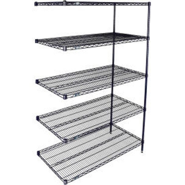 Nexel 5 Shelf Nexelon Blue Wire Shelving Unit Add On 24""W x 18""D x 74""H