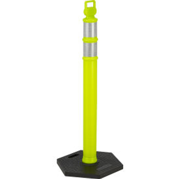 Global Industrial Reflective Delineator Post with Hexagonal Base 49""H Lime Gree