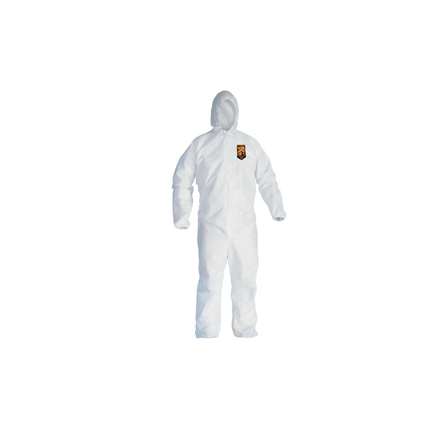 KleenGuard™ A45  Breathable Liquid & Particle Protection Elastic Wrist/Ankle Coveralls, White, XL, Hood/Fr Zipper