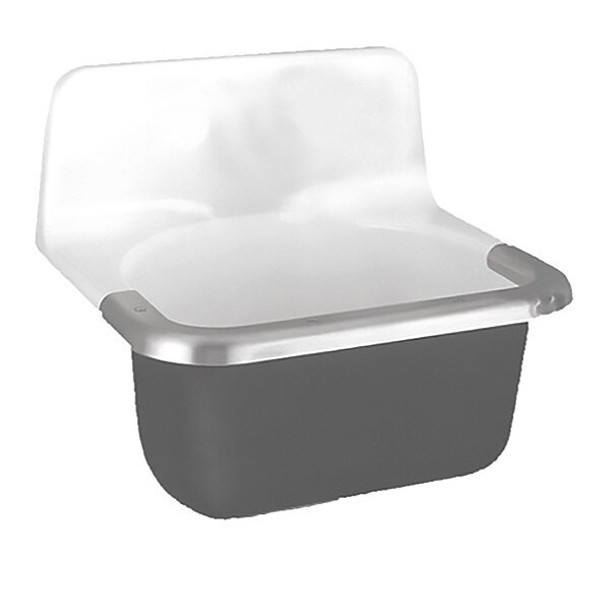 Wall Mount, 0 Hole, Not Applicable, Black/White, Utility Sink