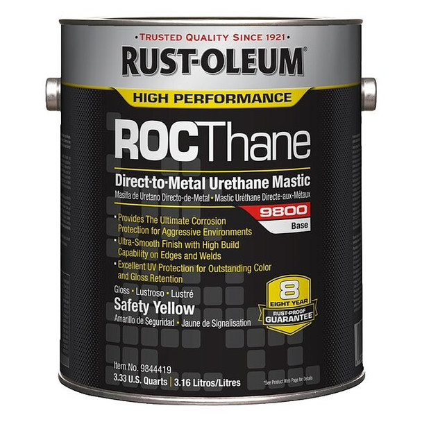 Rust-Oleum 9800 Urethane Mastic,Safety Yellow,1 gal 9844419