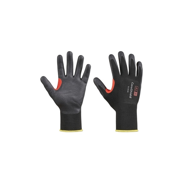 CoreShield™ A1/A Coated Cut Resistant Gloves, 10/XL, Nylon Black Liner, Nitrile Micro-Foam Black Coating, 15 ga