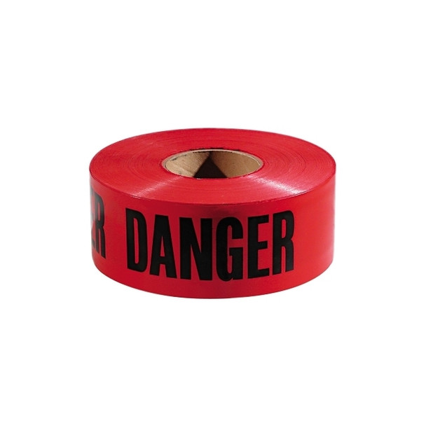 Safety Barricade Tape, 3 in x 1,000 ft, Danger, Red
