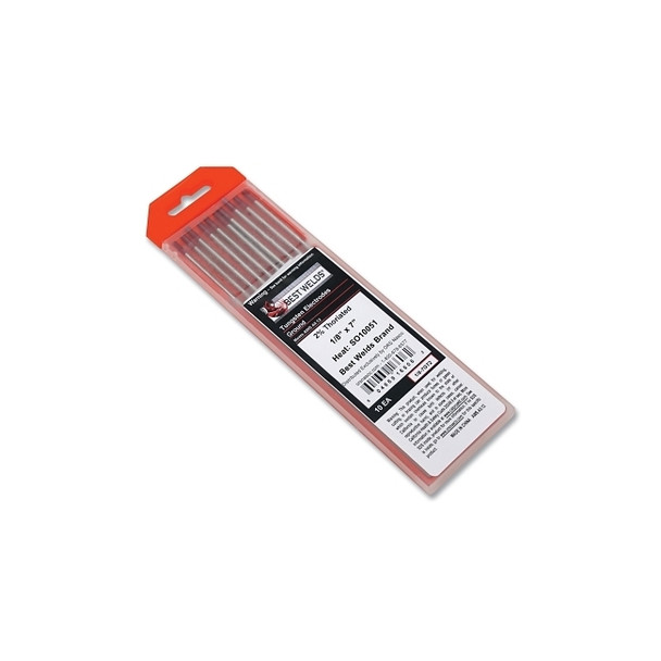 2% Thoriated Tungsten Electrode, 1/8 in x 7 in, 10 PK