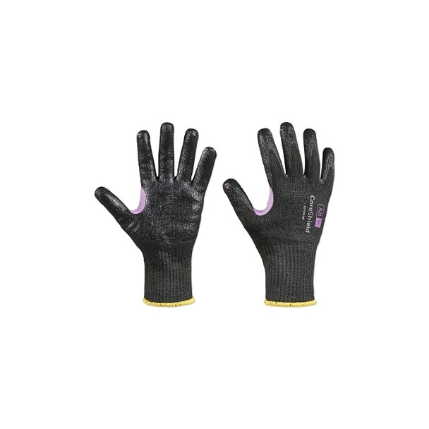 CoreShield™ A8/F Coated Cut Resistant Gloves, 7/Small, HPPE/Kevlar®/Alloy, Smooth Nitrile, 10 ga, Black