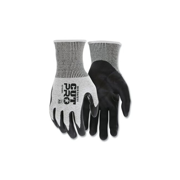 CutPro® 92754BP 13-ga HyperMax® PU Coated Gloves, Bi-Polymer, 2X-Large, Salt-and-Pepper/Black Pack of 12