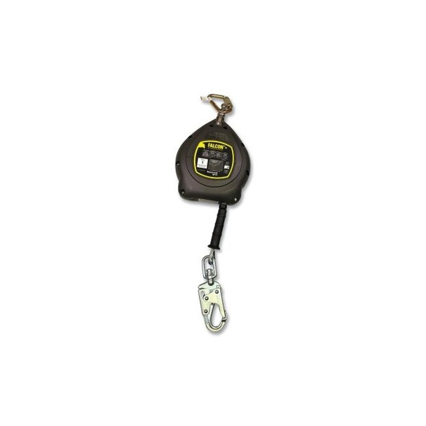 Falcon™+ Self-Retracting Lifeline, Galvanized Steel, 30 ft L, Double Lock Carabiner, 310 lb, Swivel Snap Hook, 1 Leg