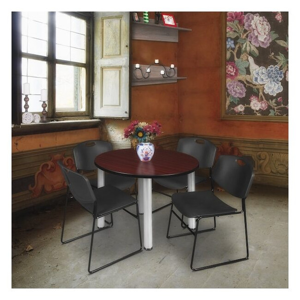 Kee Round Table & Chair Set, Wood, Metal, Polypropylene Top