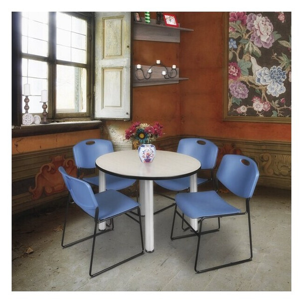 Kee Round Table & Chair Set, Wood, Metal, Polypropylene Top, Maple