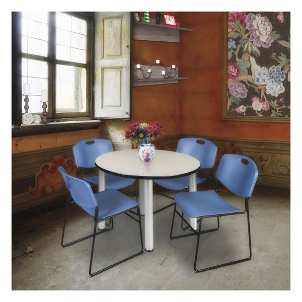 Kee Round Table & Chair Set, Wood, Metal, Polypropylene Top, Maple