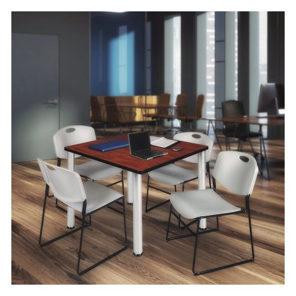 Kee Square Table & Chair Set, Wood, Metal, Polypropylene Top