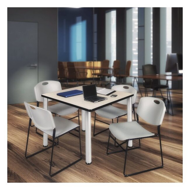 Kee Square Table & Chair Set, Wood, Metal, Polypropylene Top