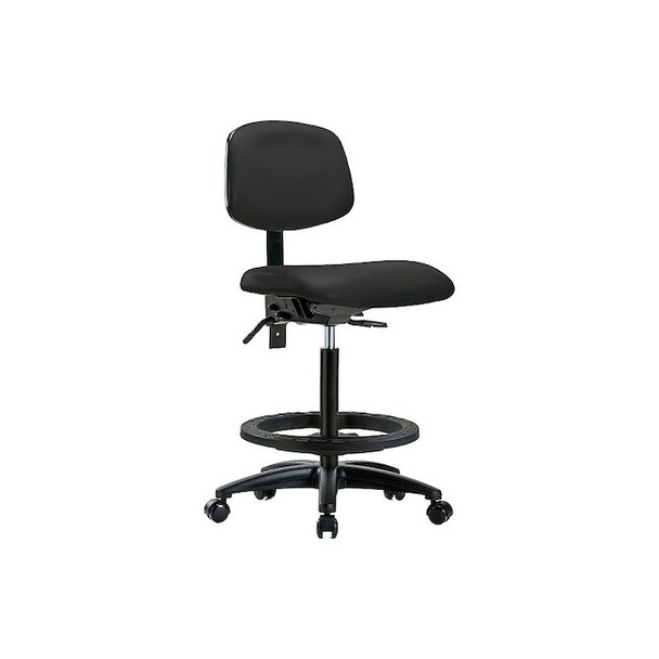 High Bench Chair Ergonomic Chair, No Arms, 25" to 34-1/2" Height, Vinyl, Black