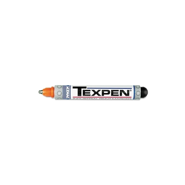 TEXPEN® Industrial Steel Ball Tip Paint Marker, Orange, 3/32 in, Medium Pack of 12