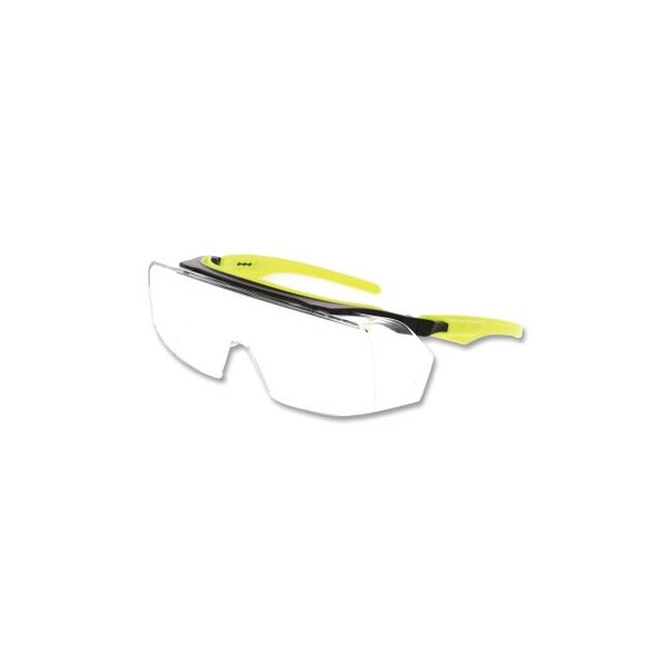 Klondike® OTG Series, Polycarbonate Clear Lens/Black Frame, Hi-Viz Lime Temple, MAX36® Dual Coating