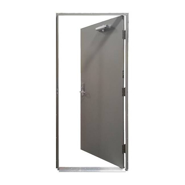 Steel Door with Frame, LHR, 84 in H, 36 in W, 1 3/4 in Thick, 18 Gauge Steel