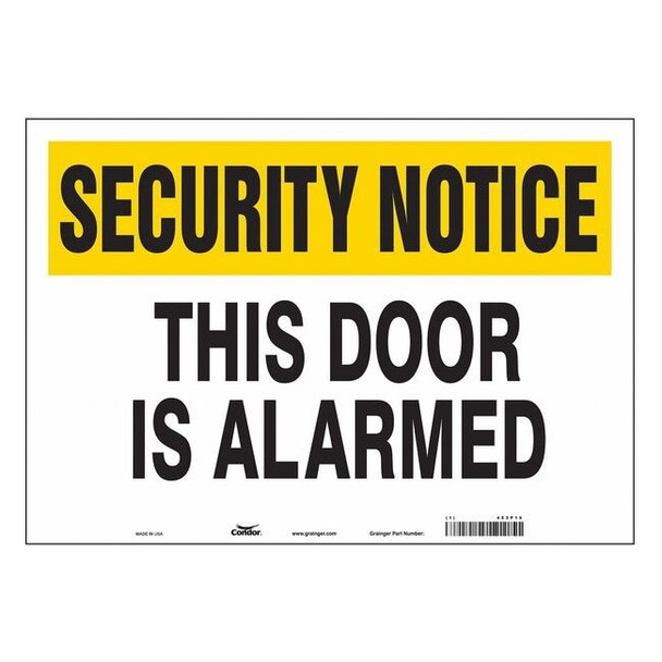 Security Sign, 14 in H, 20 in W, Vinyl, Horizontal Rectangle, English, 453P19