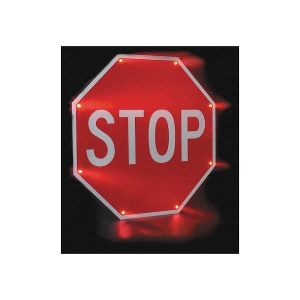 Tapco LED Stop Sign, Stop, White/Red, 36" W, 36" H 2180-00205