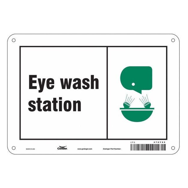 Eye Wash Station, 10 in W x 7 in H, Vertical Rectangle, Aluminum, 470Y95