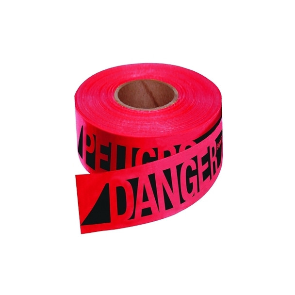 Safety Barricade Tape, 3 in x 500 ft, Red, Danger