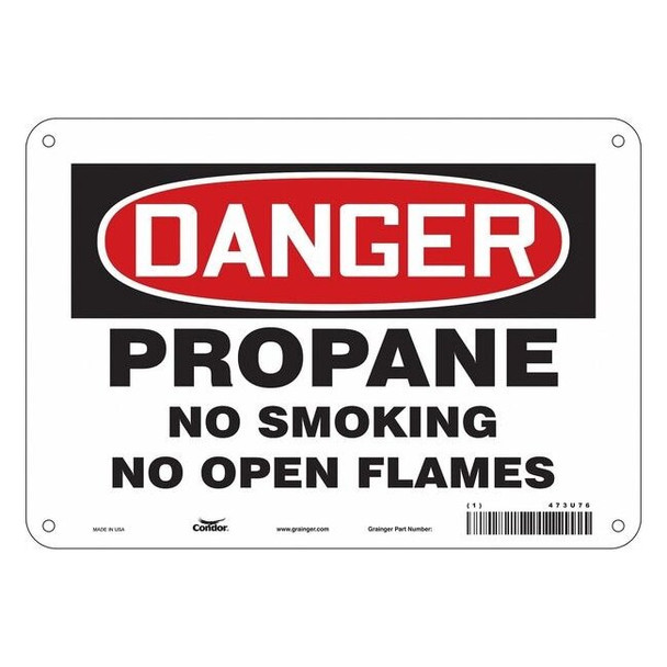 No Smoking Sign, 7" H, 10" W, Polyethylene, Vertical Rectangle, English, 473U76