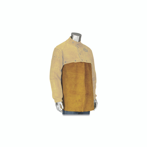 7001 Split Cowhide Leather Welding Bib, 24 in W x 17 in L, Cotton Strap/Snaps, Size 14 in, Golden Yellow