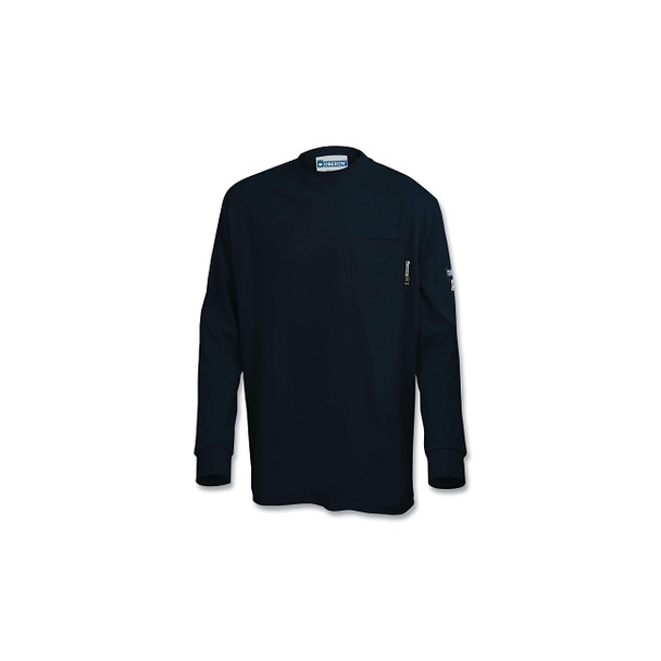 FR/Arc-Rated Safety Shirt, ZFI209, Long-Sleeve, Pullover, Cotton Knit, XL, Navy Blue