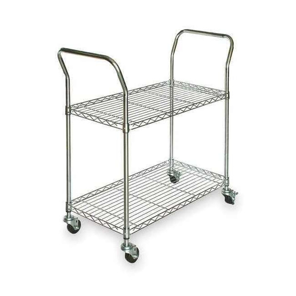 Manufacturer Varies Wire Cart, 2 Shelf,Chrome,53x18x39 In. 3TNZ9