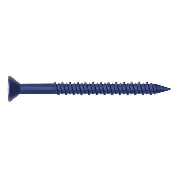 Conset Concrete Screw, 3/16" Dia., Flat, 4 in L, Steel Blue Ruspert, 25 PK