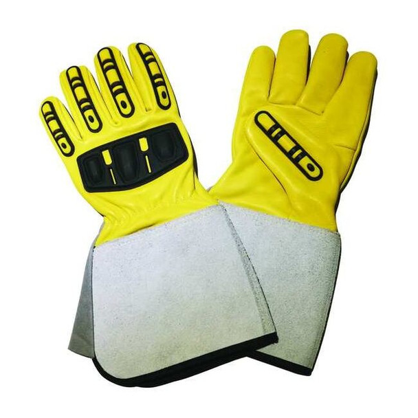 Condor Leather Drivers Gloves, Gauntlet Cuff, Wing Thumb, Yellow, L, 1 PR 48WU16