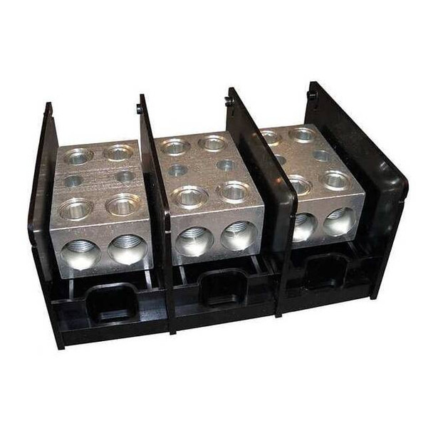 Power Distribution Block, Open, 3 Pole, 760 A Copper, 1,000 V AC/DC, Screw