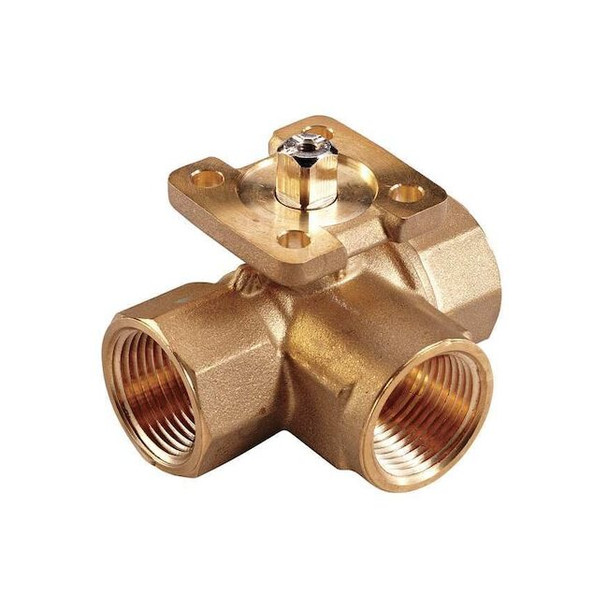 Johnson Controls HVAC Ball Valve,Three-Way,Brass,1/2 in VG1845AE