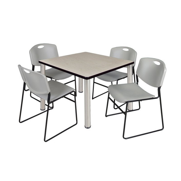 Kee Square Table & Chair Set, Wood, Metal, Polypropylene Top