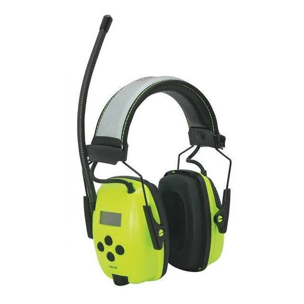 Sync Radio Over-the-Head Electronic Ear Muffs, 25 dB NRR, Rigid, Green