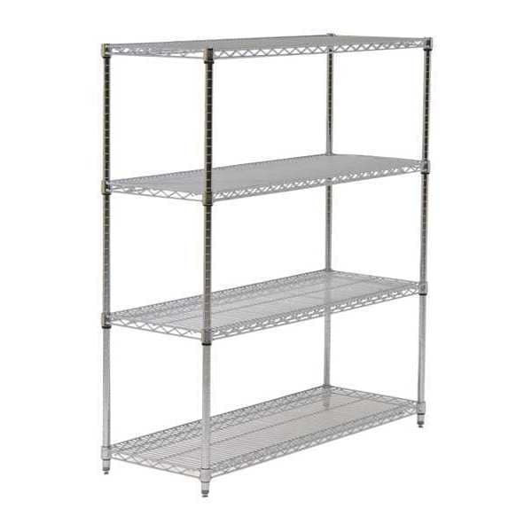 Wire Shelving Unit, 18"D x 36"W x 86"H, 4 Shelves, Chrome