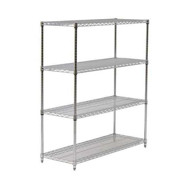 Wire Shelving Unit, 18"D x 36"W x 86"H, 4 Shelves, Chrome
