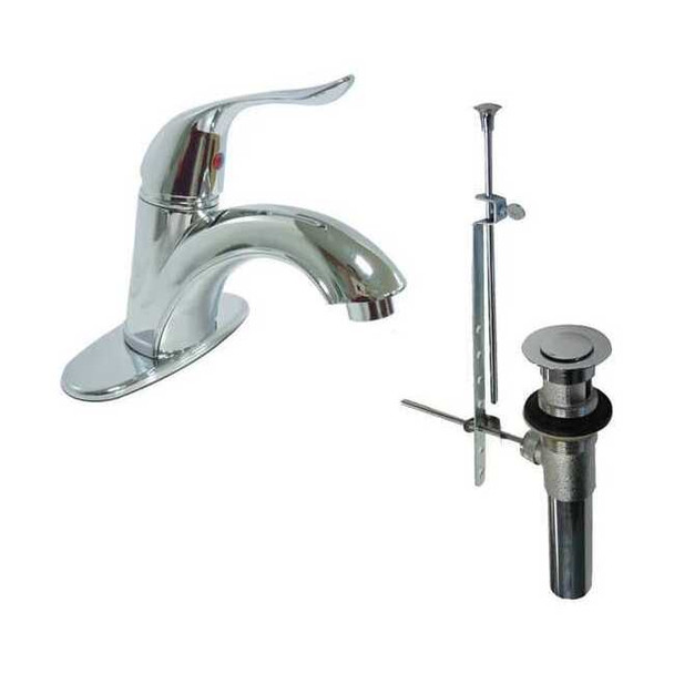 Manual Low Arc Bathroom Faucet, Single Hole Mount, Chrome 1 Hole