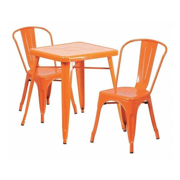 Flash Furniture Orange Metal Table Set,23.75SQ CH-31330-2-30-OR-GG
